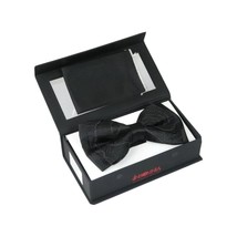 Men Formal Award Bow Tie Hankie Insomnia by Manzini Floral MZS303 Black Gold image 3