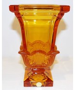 VINTAGE JOSEPHINENHUTTE GERMANY CRYSTAL MOSER STYLE AMBER 8&quot; SQUARE FOOT... - £172.87 GBP