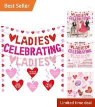 Pre-Assembled Galentine's Day Banner - Pink Glitter Hearts &amp; Swirls Décor - $19.75