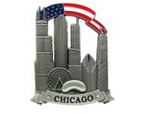 Chicago Skyline with American Flag Metal Fridge Magnet - $9.99