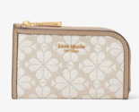 Kate Spade spade flower Jacquard Zip Card Case Wallet ~NWT~ NATURAL - $67.32