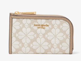 Kate Spade spade flower Jacquard Zip Card Case Wallet ~NWT~ NATURAL - £52.58 GBP