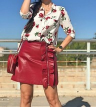 Slim Fit  Unique Women Skirt Designer Hot Sexy Red Genuine Lambskin Leather - £74.54 GBP