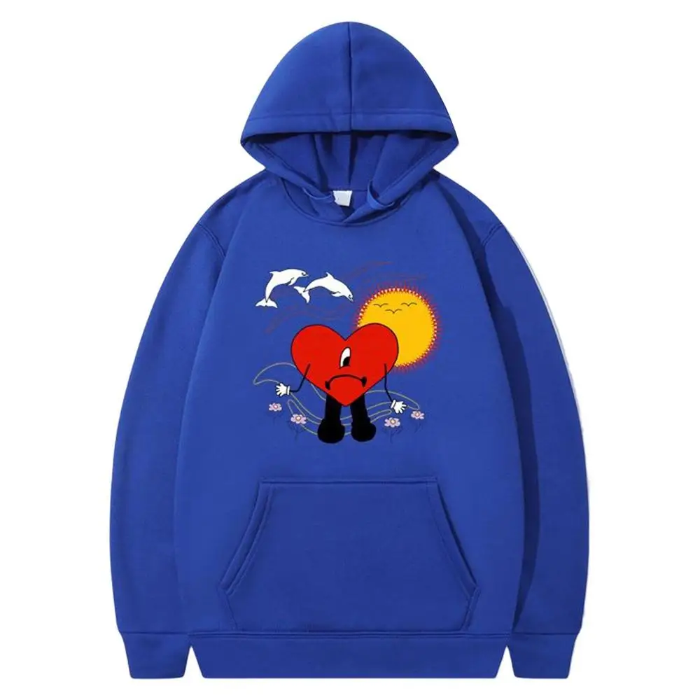 Bad Bunny Streetwear Rap Fashion Sweatshirt Oversized Hooded Teen Clothes Pullov - £87.75 GBP