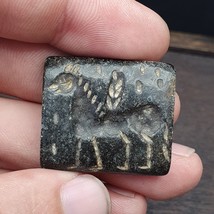 Ancient Black Stone 2 Sided figures of mystical Animal Intaglio Bead Amulet - £98.46 GBP