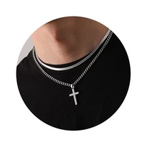 Cross Necklace for Men Boys Stainless Steel Layered - $47.83