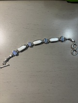 Bracelet, pearl and opal doublet chain link bracelet. - £38.13 GBP
