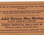 Adult Division Mass Meeting Flyer1926 Watsonville Lutheran Church Pennsy... - £30.00 GBP