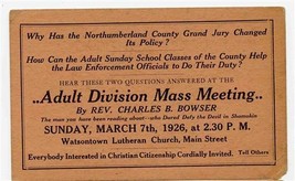 Adult Division Mass Meeting Flyer1926 Watsonville Lutheran Church Pennsylvania  - £29.52 GBP