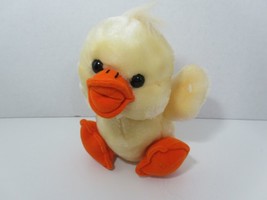 JC Penney plush yellow baby duck duckling vintage sitting stuffed toy hair - $19.79