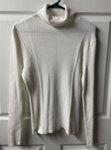 White House Black Womens M Market Ribbed Sweater White Turtle Neck Long ... - £9.08 GBP