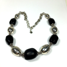 Brighton Necklace Mirage Black Chunky Silver tone Beads 20&quot; - $34.00