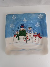 St Nicholas Square Button Up 8.5&quot; Square Snowman Plate - $11.83