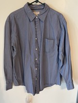 St John&#39;s Bay Men Size XL Blue Striped Button Up Shirt Long Sleeve - £11.54 GBP