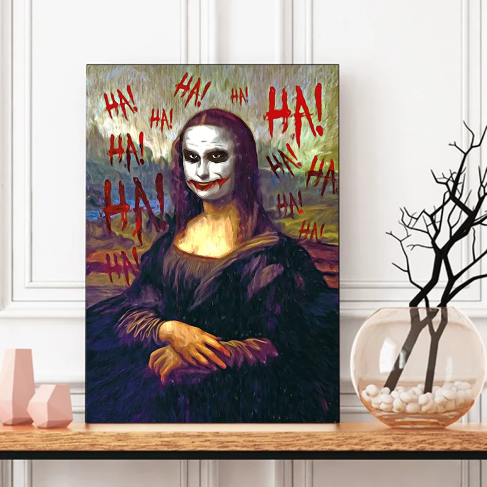 Joker Poster Humor Funny Mona Lisa Canvas Painting Horror Pictures for Home - £8.03 GBP+