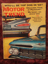 MOTOR TREND magazine November 1958 59 Chevrolet Ford Plymouth Firebird Iii Phil - £10.34 GBP