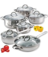 Cook N Home Kitchen Cookware Sets, 12-Piece Basic Stainless Steel Pots, ... - $2,074.21 MXN