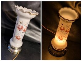 Victorian Bristol Glass Hand Painted Shade 12 in Floral Motif Lamp Working - $56.29