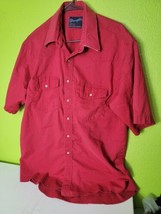 Vintage Wrangler Button Up Shirt Single Stitch X-long Tails Solid Red S/... - $32.91