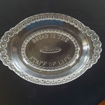 Vintage Bread is the Staff of Life Clear Pressed Glass Serving Platter Plate - £13.38 GBP