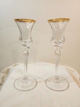 Set of 2 Vintage Mikasa &quot;Jamestown Gold&quot; Candlestick Holders Fluted Style 7 3/4&quot; - £17.12 GBP