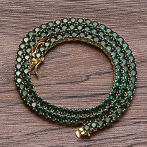 Brass 7-8/18-20 Inch Tennis Necklace/Bracelet Pave 4mm Green Cubic Zirconia Unis - £70.95 GBP
