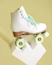 Angel Skates Women's Size 12 High Top White &amp; Green PU Leather Roller Sk... - $71.24