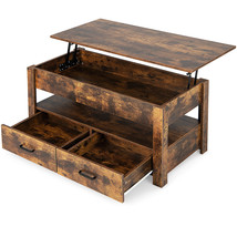 Lift Top Coffee Table W/2 Storage Drawers & Hidden Compartment for Living Room - £150.08 GBP