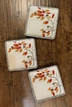 3 Global Design Connection Square Plates by Kate Williams Autumn Leaves &amp; Wren - £6.41 GBP