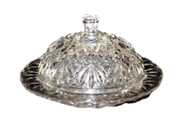 Vintage Anchor Hocking Round Domed Butter Cheese Dish Lid Pattern Diamond patt.  - £15.70 GBP