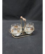 MID CENTURY MODERN Libbey Frosted Glass Gold Leaf Sugar Bowl &amp; Creamer i... - £10.52 GBP