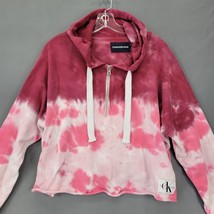 Calvin Klein Women Hoodie Size M Pink Preppy Tie Dye Crop Long Sleeve 1/... - $13.50
