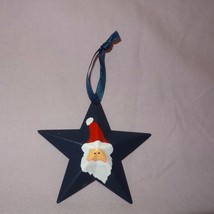 Santa Claus Star Metal Ornament Christmas Tree 3&quot; Painted  - $9.79