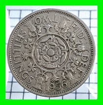1956 British Two Shilling Coin - Vintage World Coin  - $14.84
