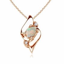 Angara Natural 4x3mm Opal Fashion Pendant Necklace in 14K Rose Gold for Women - £337.39 GBP