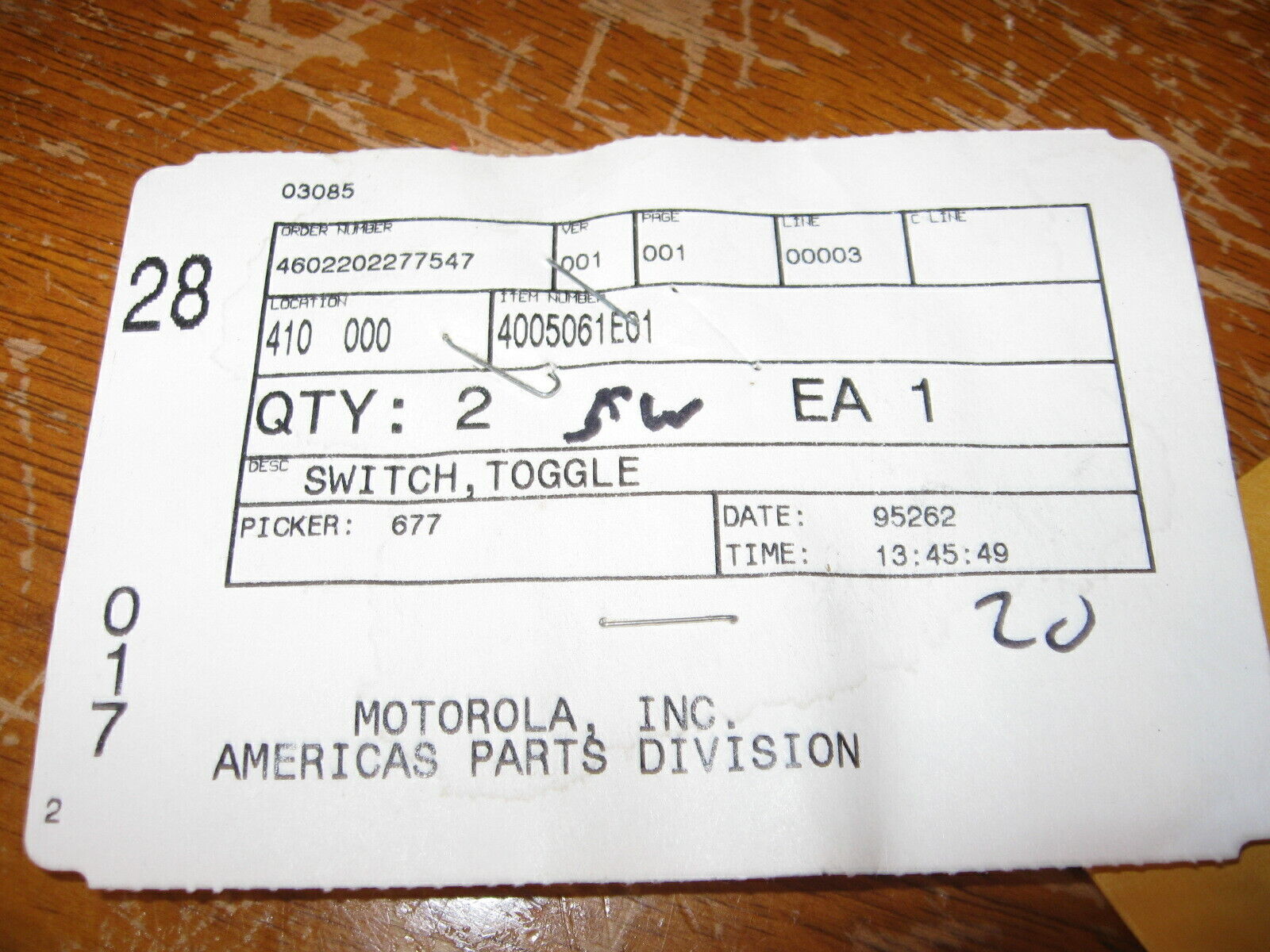 NEW OEM Motorola Radio Switch Toggle SW On/Off pn#- 4005061e01 - $15.18