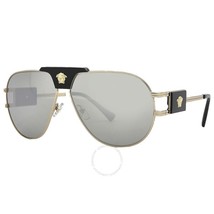 Versace VE2252 10026G Sunglasses Gold Frame Light Grey Mirror Silver 63mm - $132.99