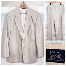 Jos A Bank Executive Collection Cotton Poplin Summer Suit Beige Mens 42R 36x31 - £85.44 GBP