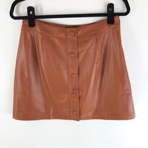 Lulus Most Fab Brown Vegan Leather Button-Front Mini Skirt L - £19.20 GBP