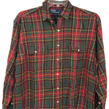 VTG Polo by Ralph Lauren Mens Royal Steward Red Green Long Sleeved Shirt Size XL - £77.84 GBP