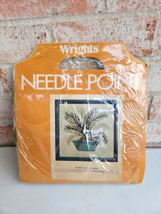 Wrights Needle Point Fern Houseplant Kit Bue Green Vintage Needlework Craft - $16.81