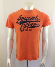 Aeropostale's California Men's Orange Short Sleeve Spell Out Cotton T Shirt Sz S - £7.77 GBP