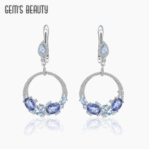 E blue mystic quartz topaz statement dangle earrings in sterling silver handmade circle thumb200