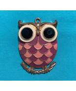 Owl pendant pink and purple with black eyes 2.25&quot; fun fashion jewelry - $3.00