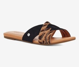 New Ugg Kenleigh Slide Women&#39;s Sandal Animal Print Black Sz 7.5 - $59.82