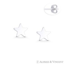 7mm Flat Star Celestial Charm Solid .925 Sterling Silver Push-Back Stud ... - $14.29