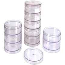 10 Clear Storage Stackable Jars for Beads Beading Parts Jewelry Findings... - £8.95 GBP