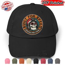 Built for Speed Distressed Cap Vintage Skull Ride Motorcycles DTF Printe... - $24.99