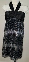 NWT City Studio Short Black Halter Dress Juniors 9 Silver Sequin Prom Fo... - $19.75
