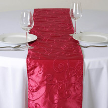 5 Pcs Table Runners 12X108&quot;&quot; Embroidered Taffeta Wedding Party Catering Linens G - £42.84 GBP